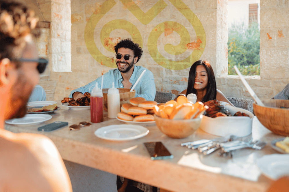 Friends sitting around the table 